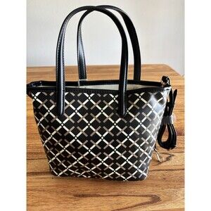 A New Day Black Geometric PatternCoated Canvas Mini ToteBag New With Tags